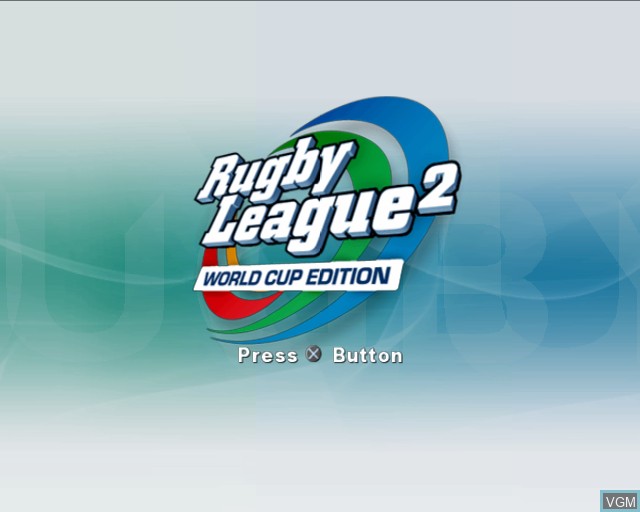 Title screen of the game Rugby League 2 - World Cup Edition on Sony Playstation 2