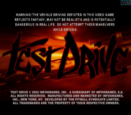 Title screen of the game Test Drive on Sony Playstation 2