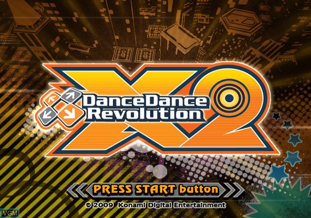 Title screen of the game Dance Dance Revolution X2 on Sony Playstation 2