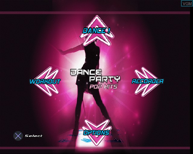 Menu screen of the game Dance Party - Pop Hits on Sony Playstation 2