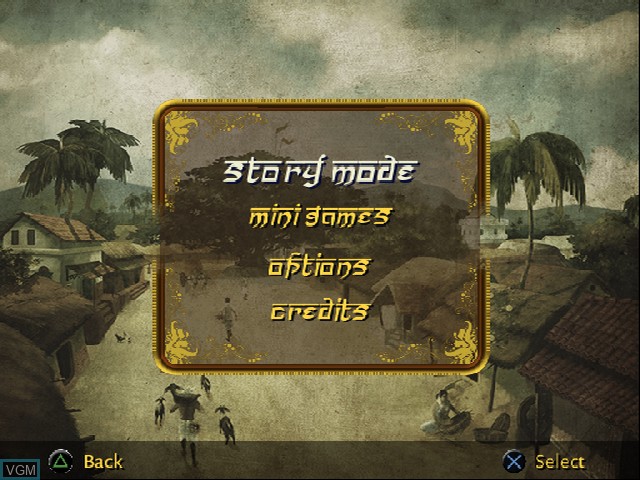 Menu screen of the game Desi Adda - Games of India on Sony Playstation 2