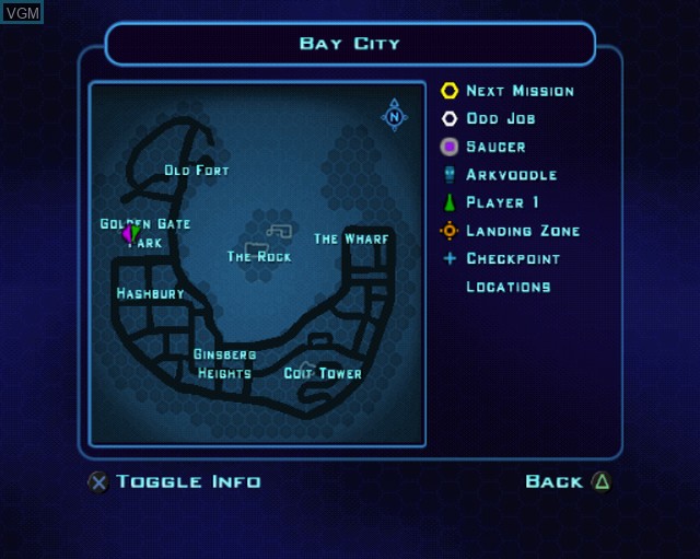 Menu screen of the game Destroy All Humans! 2 on Sony Playstation 2