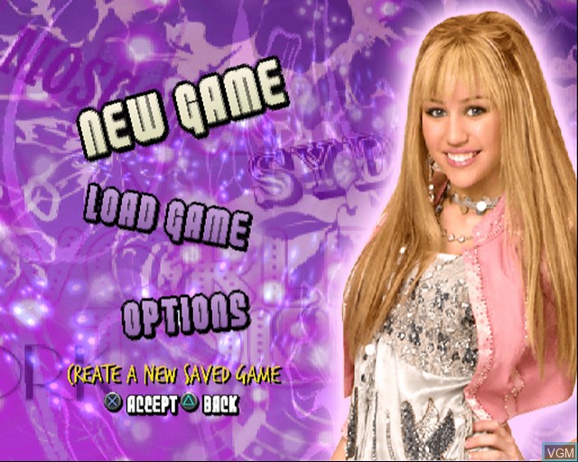 Menu screen of the game Hannah Montana - Spotlight World Tour on Sony Playstation 2