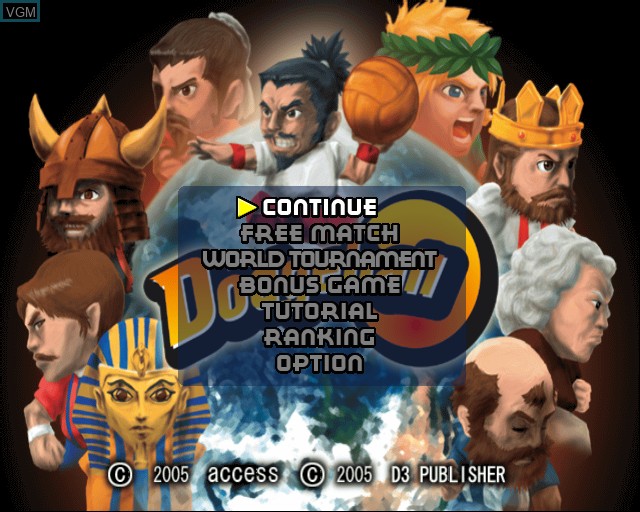 Menu screen of the game DodgeBall on Sony Playstation 2