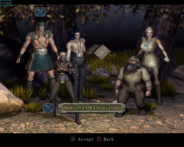 Menu screen of the game Baldur's Gate - Dark Alliance II on Sony Playstation 2
