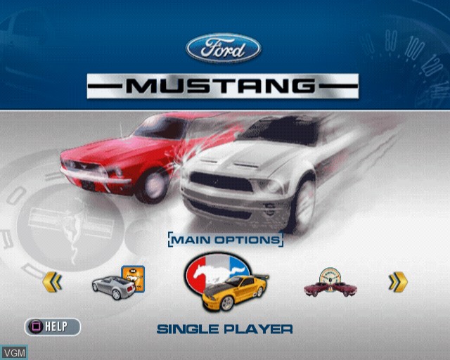 Menu screen of the game Ford Mustang - The Legend Lives on Sony Playstation 2