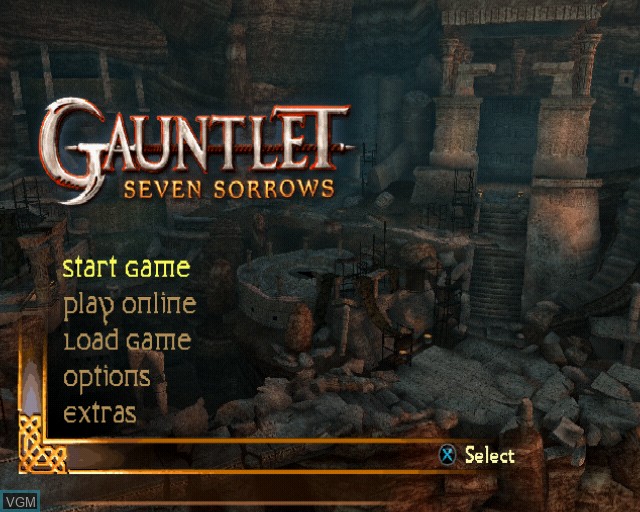 Menu screen of the game Gauntlet - Seven Sorrows on Sony Playstation 2