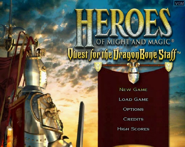 Menu screen of the game Heroes of Might and Magic - Quest for the Dragon Bone Staff on Sony Playstation 2