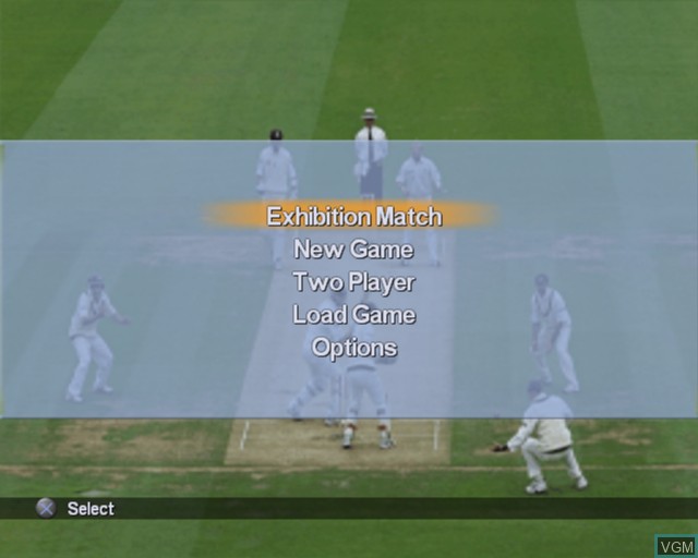 Menu screen of the game International Cricket Captain III on Sony Playstation 2