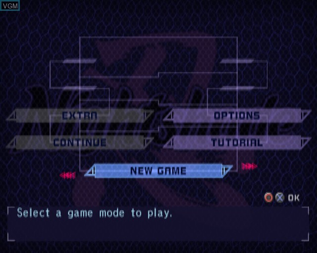 Menu screen of the game Nightshade on Sony Playstation 2
