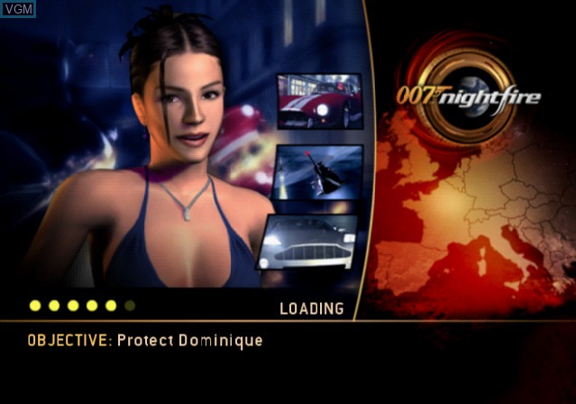 Menu screen of the game 007 - NightFire on Sony Playstation 2