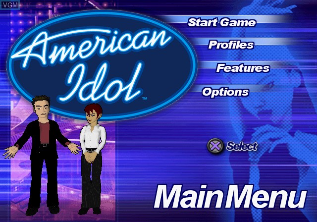 Menu screen of the game American Idol on Sony Playstation 2