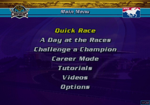 Menu screen of the game Breeders' Cup World Thoroughbred Championships on Sony Playstation 2