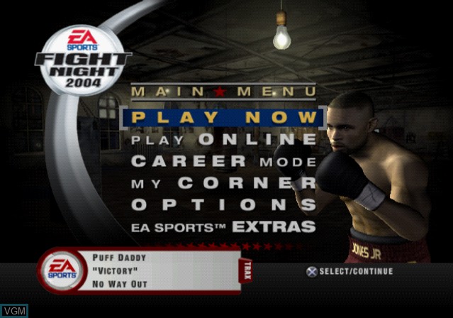 Menu screen of the game Fight Night 2004 on Sony Playstation 2