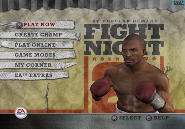 Menu screen of the game Fight Night Round 2 on Sony Playstation 2
