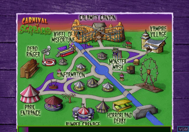 Menu screen of the game Goosebumps HorrorLand on Sony Playstation 2