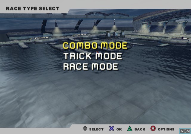 Menu screen of the game Jet X2O on Sony Playstation 2