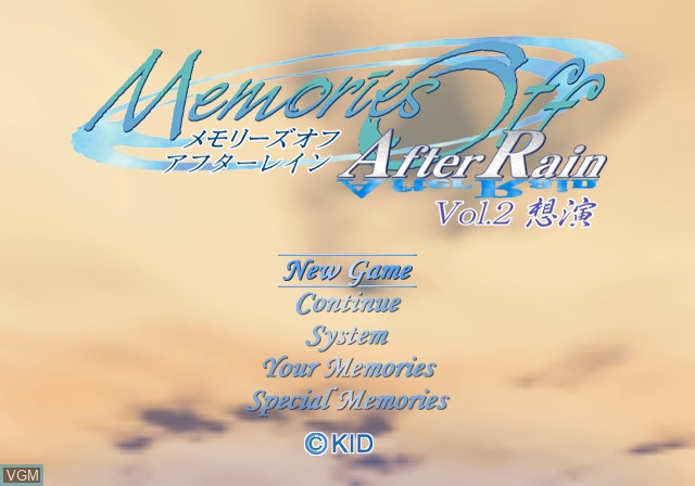Menu screen of the game Memories Off - After Rain Vol. 2 - Souen on Sony Playstation 2