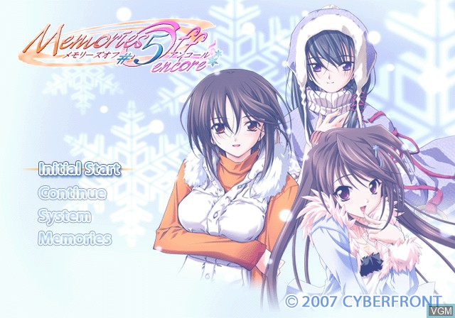 Menu screen of the game Memories Off #5 - Encore on Sony Playstation 2