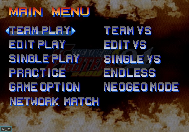 Menu screen of the game King of Fighters '94 Re-Bout, The on Sony Playstation 2