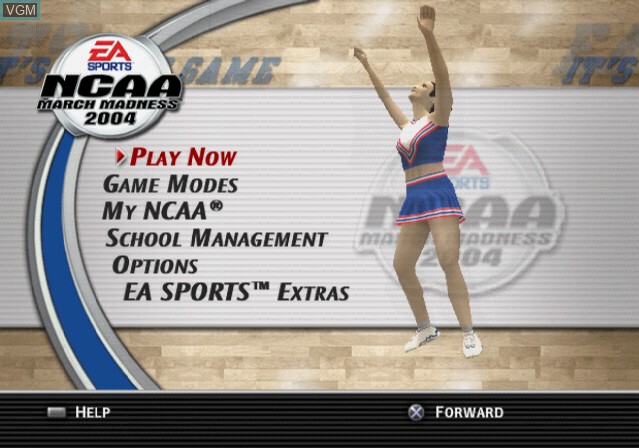 Menu screen of the game NCAA March Madness 2004 on Sony Playstation 2