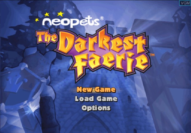 Menu screen of the game Neopets - The Darkest Faerie on Sony Playstation 2