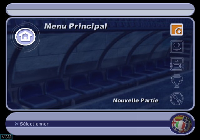 Menu screen of the game Roger Lemerre - La Sélection des Champions 2002 on Sony Playstation 2