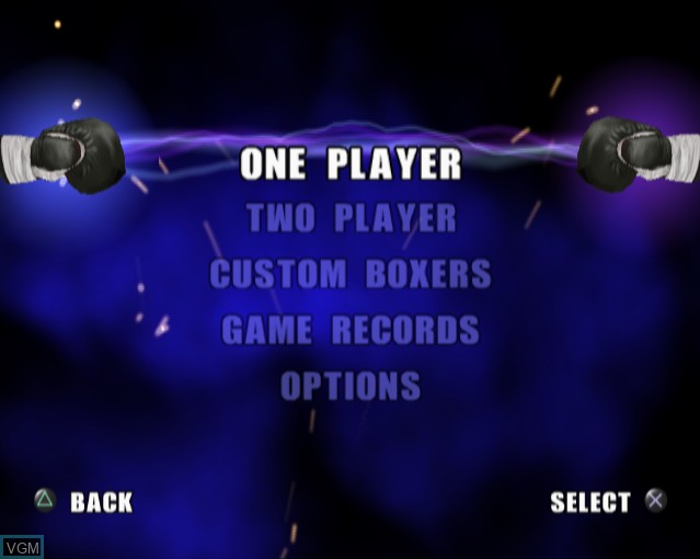 Menu screen of the game Mike Tyson Heavyweight Boxing on Sony Playstation 2