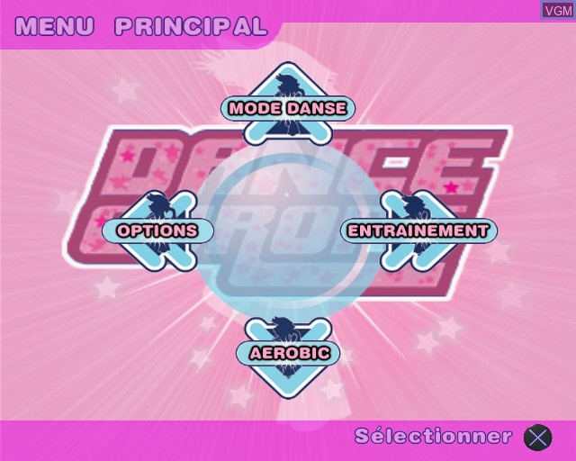 Menu screen of the game Dance Europe on Sony Playstation 2