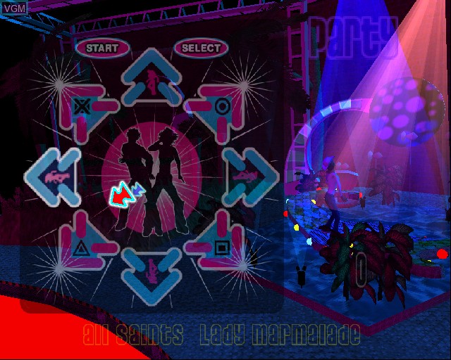 In-game screen of the game Dance:UK XL Party on Sony Playstation 2