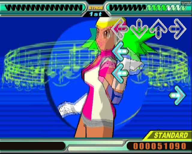 In-game screen of the game Dancing Stage Fever on Sony Playstation 2
