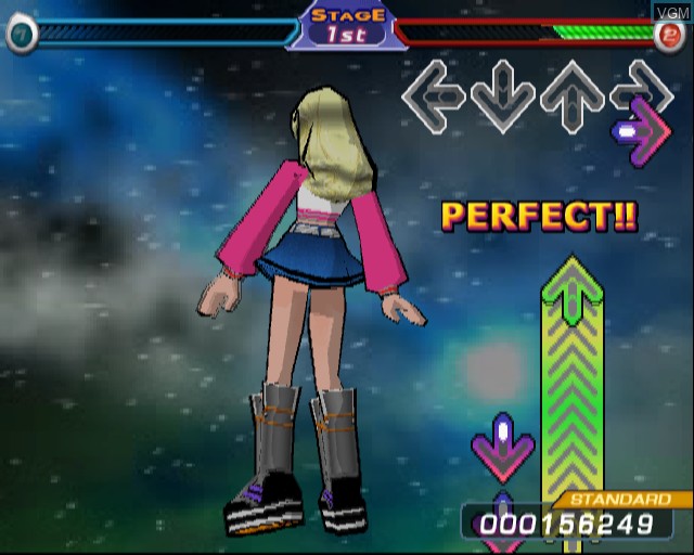 In-game screen of the game Dancing Stage Fusion on Sony Playstation 2