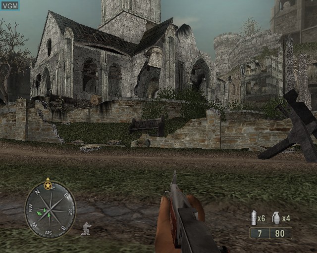 In-game screen of the game Call of Duty 3 on Sony Playstation 2