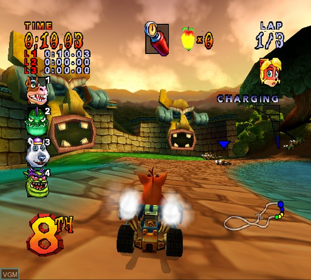 In-game screen of the game Crash Nitro Kart on Sony Playstation 2