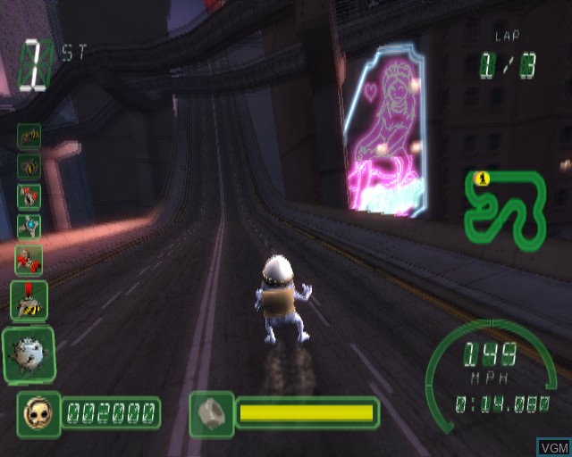 In-game screen of the game Crazy Frog Racer on Sony Playstation 2
