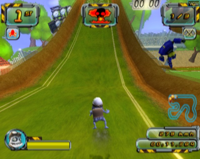 In-game screen of the game Crazy Frog Arcade Racer on Sony Playstation 2