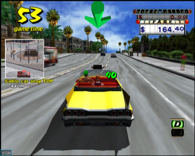In-game screen of the game Crazy Taxi on Sony Playstation 2