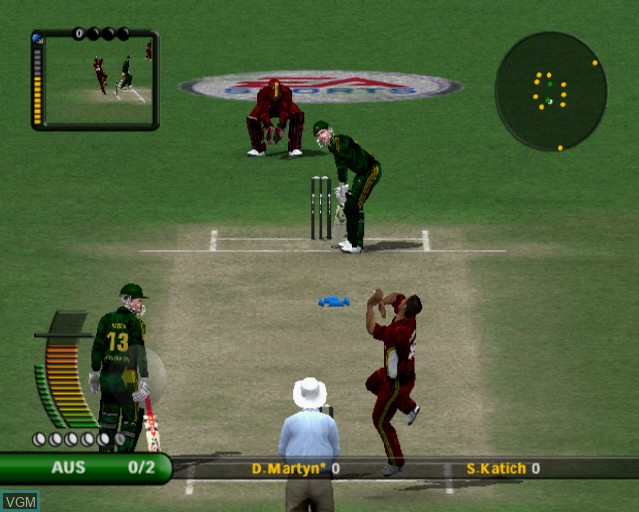 In-game screen of the game Cricket 07 on Sony Playstation 2