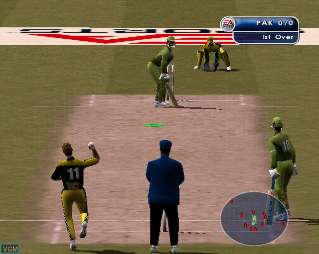 In-game screen of the game Cricket 2002 on Sony Playstation 2