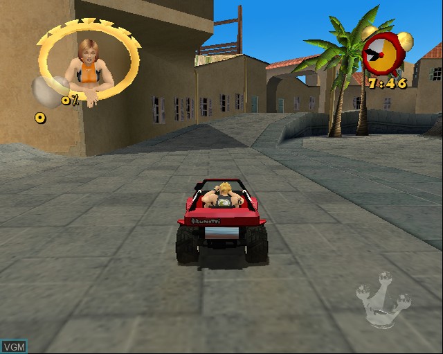 In-game screen of the game Beach King Stunt Racer on Sony Playstation 2