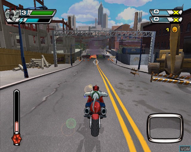 In-game screen of the game Biker Mice from Mars on Sony Playstation 2