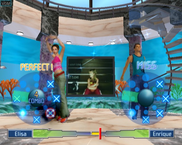In-game screen of the game Britney's Dance Beat on Sony Playstation 2