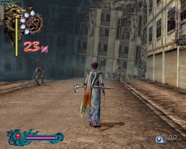 In-game screen of the game Bujingai - The Forsaken City on Sony Playstation 2