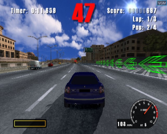 In-game screen of the game Burnout on Sony Playstation 2