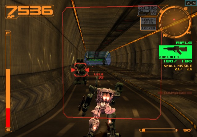 In-game screen of the game Armored Core 2 on Sony Playstation 2