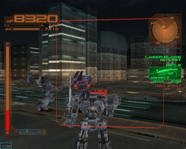 In-game screen of the game Armored Core 3 on Sony Playstation 2