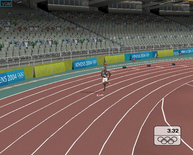 In-game screen of the game Athens 2004 on Sony Playstation 2
