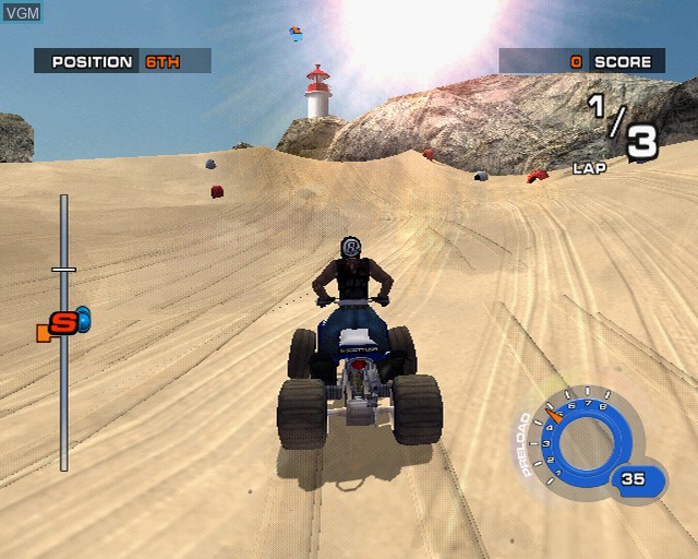 In-game screen of the game ATV Quad Power Racing 2 on Sony Playstation 2