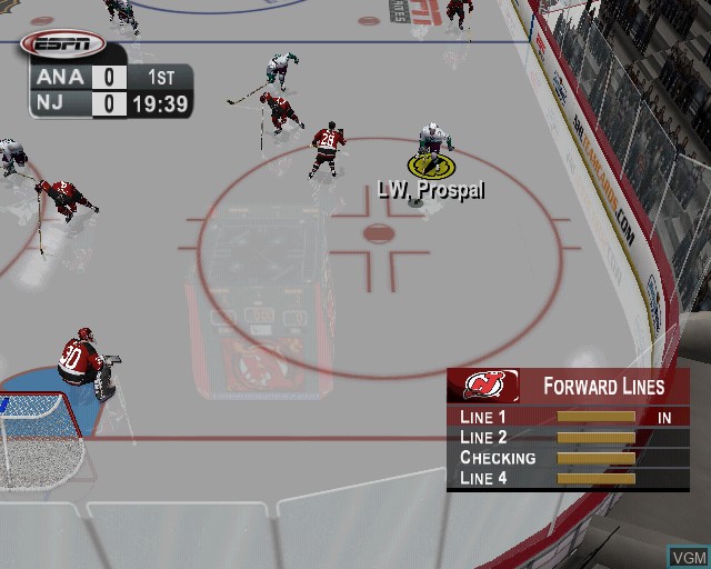 In-game screen of the game ESPN NHL Hockey on Sony Playstation 2
