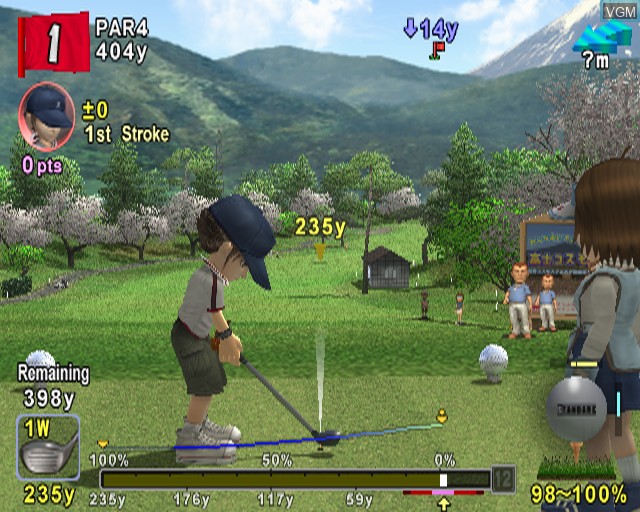 In-game screen of the game Everybody's Golf on Sony Playstation 2